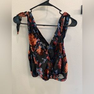 xs Free People tied to you tank in dark combo